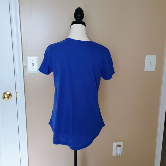 URBAN DICTION BLUE T-SHIRT W/POCKET IN FRONT-ROUND NECK-SIZE SMALL-COTTON/POLY - Picture 2 of 2